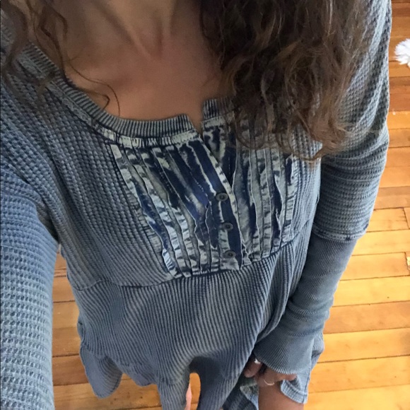 Free People blue thermal long sleeve dress - Picture 2 of 7